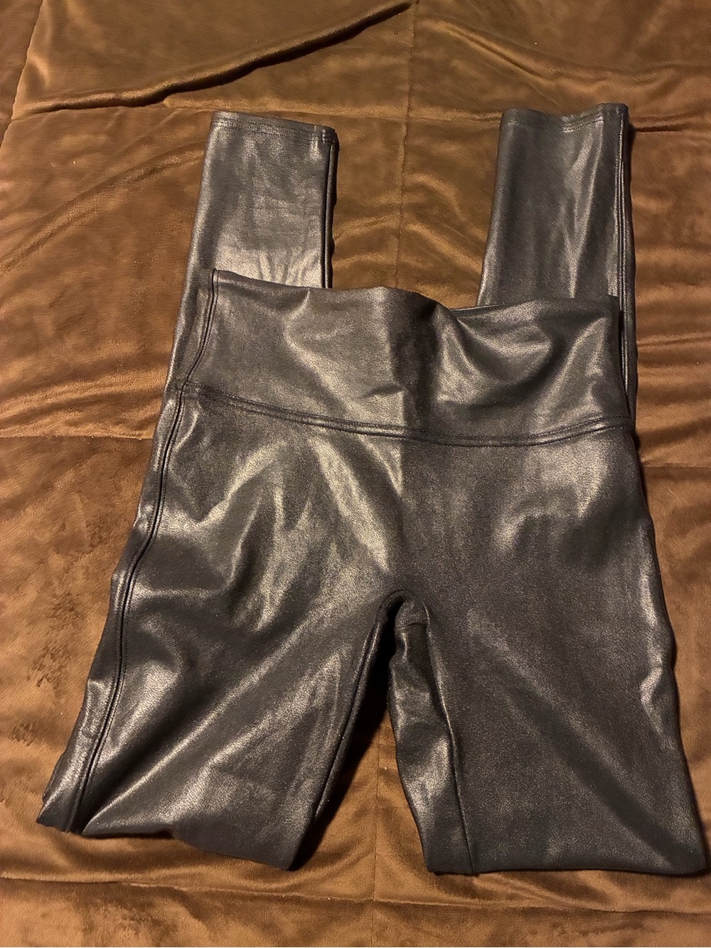 SPANX Faux Leather Leggings in Black, size small, dress up or down, comfortable